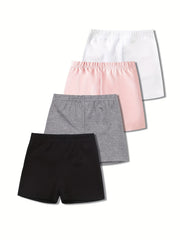 4pcs Girls Elastic Comfy Shorts Children Summer Safety Pants