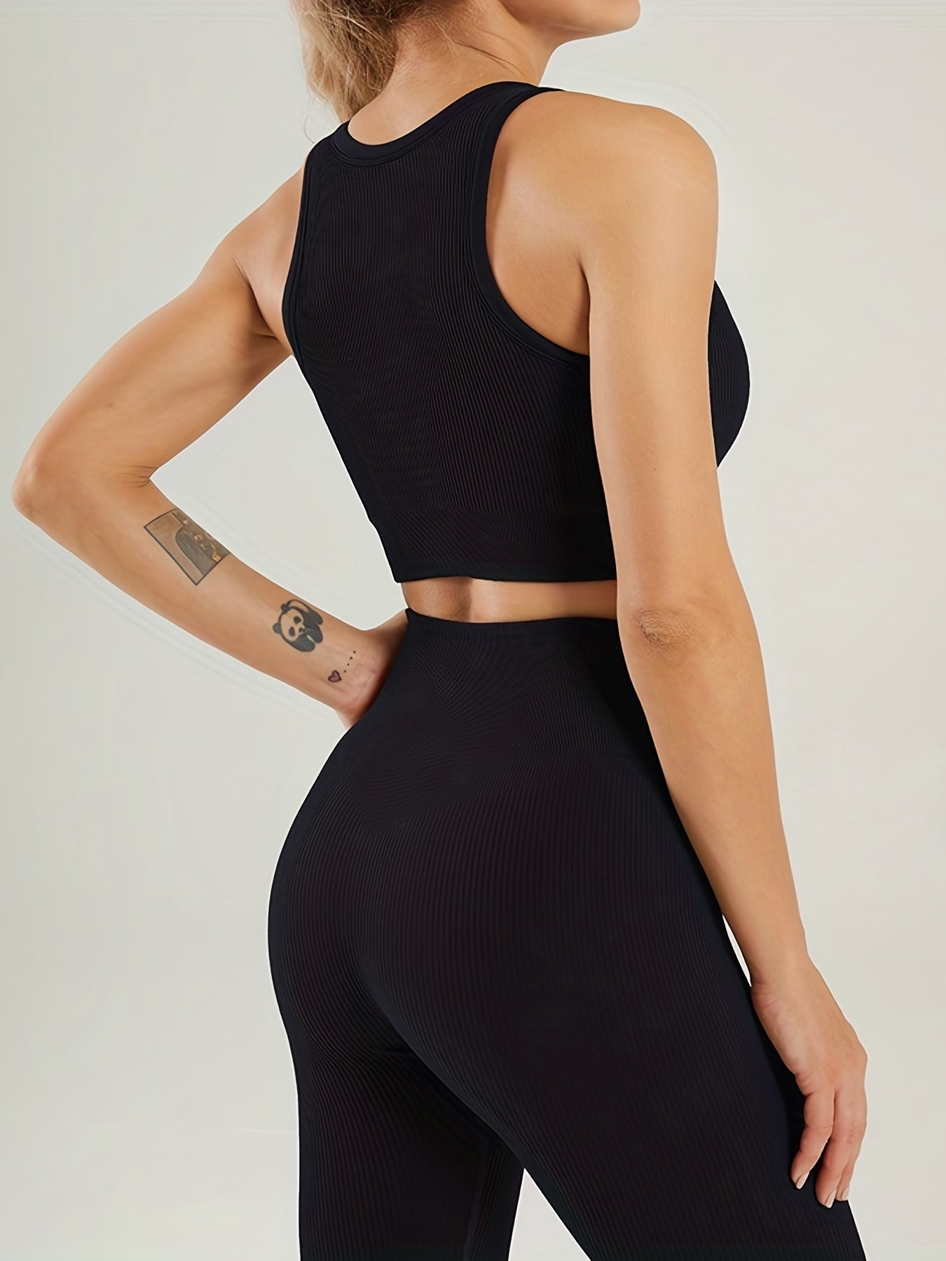 Ribbed Knit Sports Bra High Stretch Tank Top