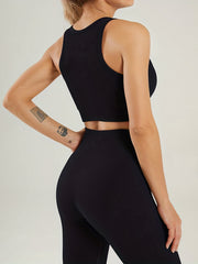 Ribbed Knit Sports Bra High Stretch Tank Top