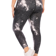 Galaxy Print Plus Size Yoga Leggings Women's Medium Stretch Workout Leggings