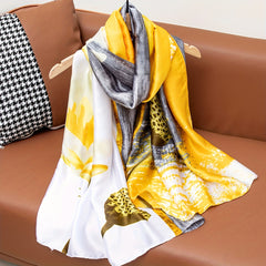 Lotus Flower Pattern Scarf Shawl Casual Head Wrap For Daily Decoration