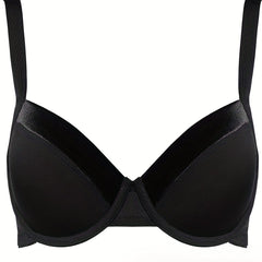 Solid T Shirt Bra Comfy & Breathable Push Up Bra