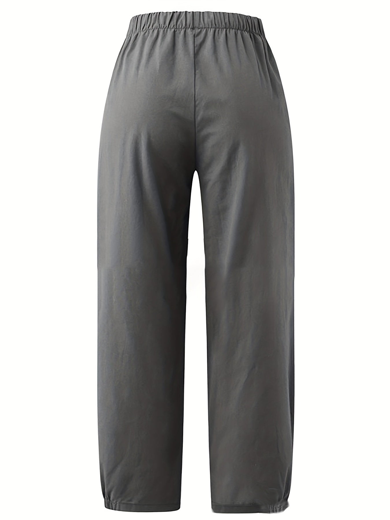 Minimalist Elastic Waist Wide Leg Pants Casual Solid Versatile Pants