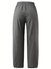 Minimalist Elastic Waist Wide Leg Pants Casual Solid Versatile Pants