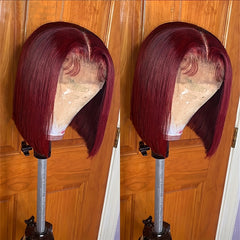 Short Bob Cut Straight Human Hair Wig 180 Density with Natural Hairline
