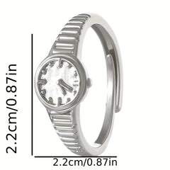 European American Golden Watch Couple Ring Light Open Adjustable
