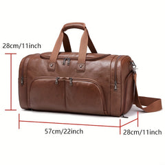Vintage Large Capacity Travel Duffle Bag Portable PU Leather Sports Gym Bag
