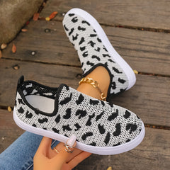 Cow Pattern Slip on Sneakers for Women, Lightweight Walking Shoes