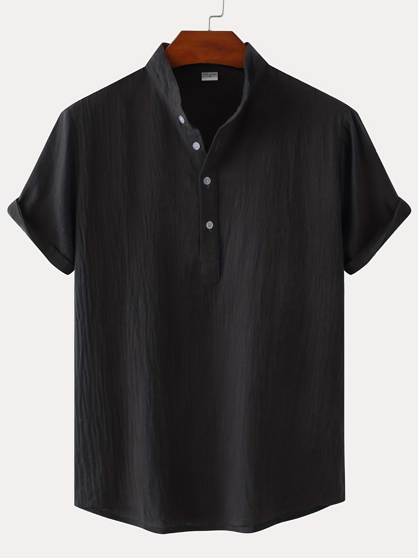 Solid Men's Casual Short Sleeve Shirt for Summer Vacation Resort