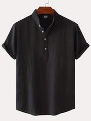 Solid Men's Casual Short Sleeve Shirt for Summer Vacation Resort