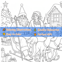 Christmas Adult Coloring Book Santa Reindeer Snowman & Holiday Scenes