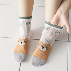 5 Pairs Boys Bear Crew Socks Comfortable Sport Socks for Kids