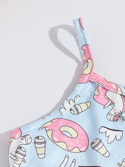 Girls Cotton Unicorn Print Camisole and Shorts Set Summer