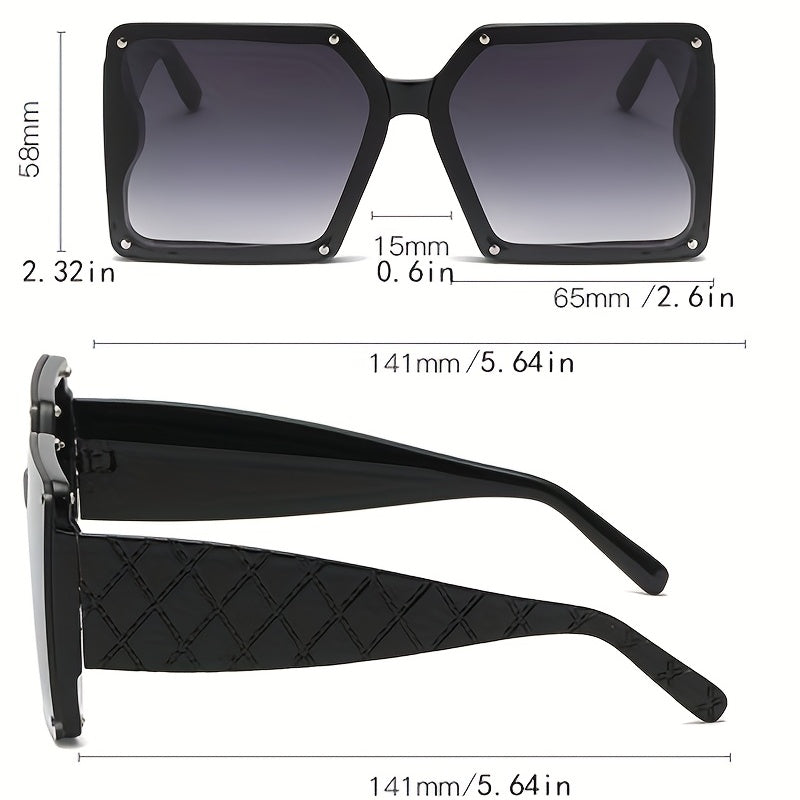 Y2K Square Sunglasses Rivet UV400 Sun Shades for Summer Beach