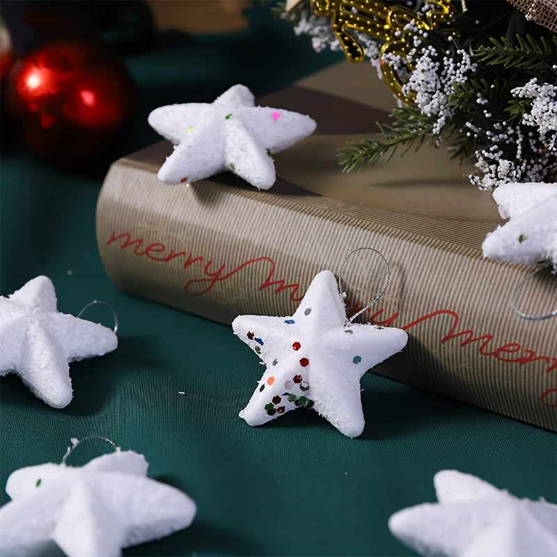 12pcs Star & Round Ball Christmas Tree Ornaments Home Decoration