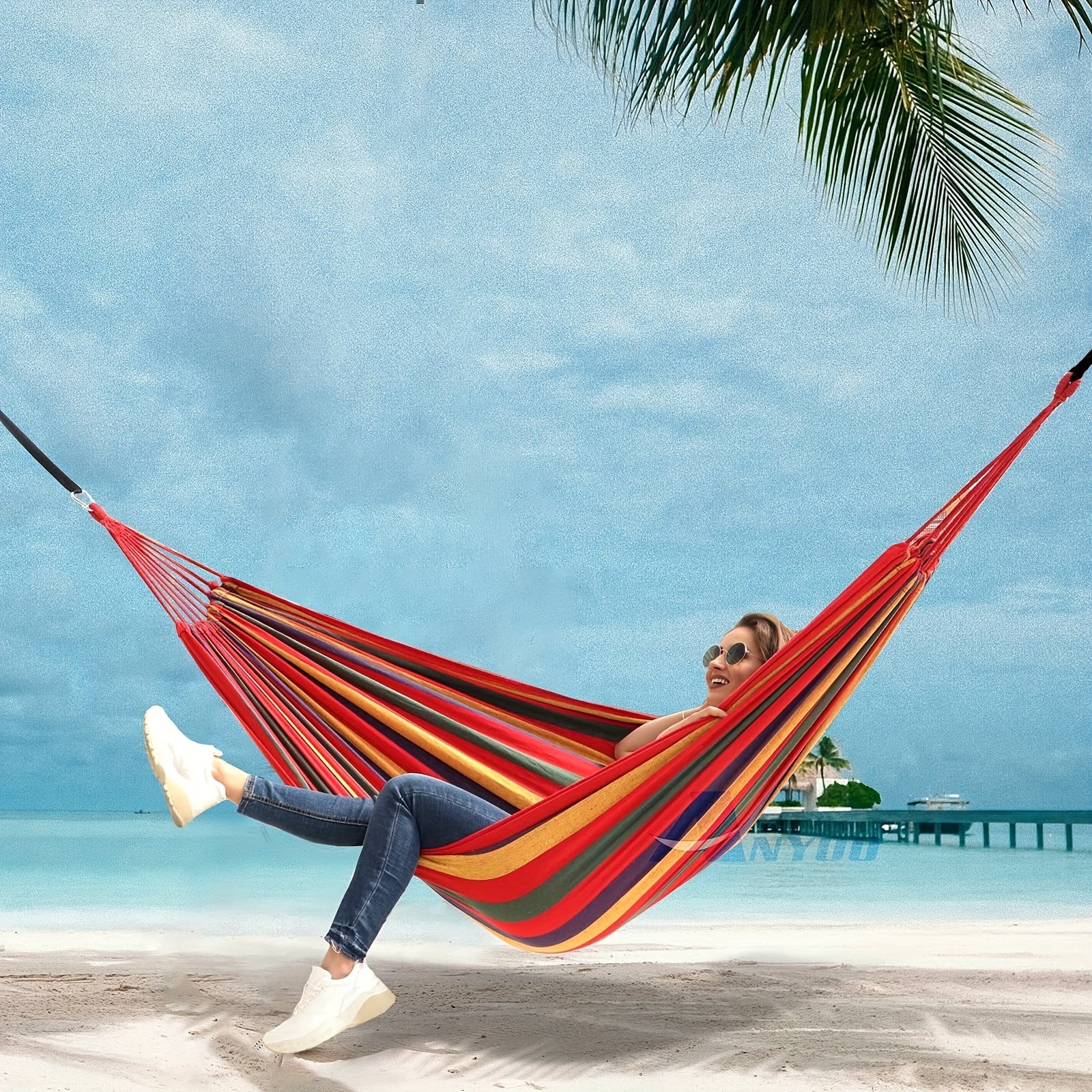 Portable Garden Hammock with Straps - Comfortable Fabric, 440lbs Capacity
