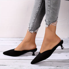 Women's Pointed Toe Kitten Heels Mules
