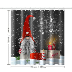 Gray Elf Christmas Snowflake Shower Curtain with 12 Hooks