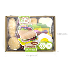 Felt Food Hamburger Sandwich Game Food Set 28 Pieces