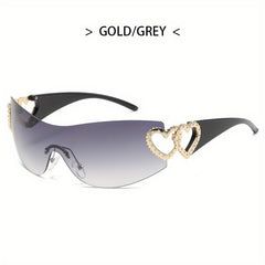 Y2K Sunglasses Rimless Gradient Lens Oversized Futuristic Eyewear UV400