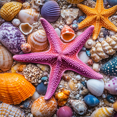 Coastal Ocean Theme Jigsaw Puzzle Starfish Seashells Vibrant Colors