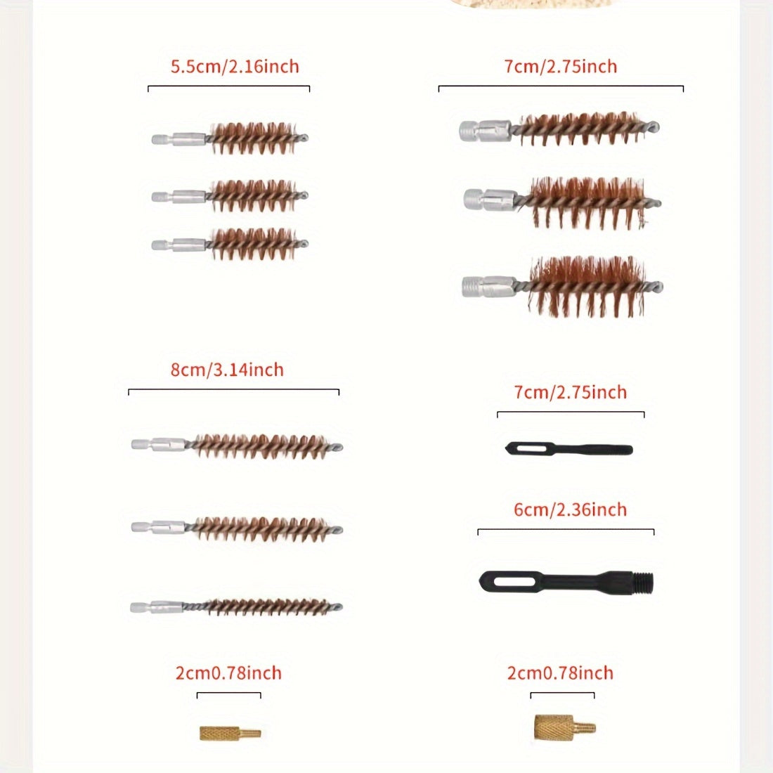 Portable Heavy Duty Cleaning Kit Rod Brass Bristles Brush For GK08