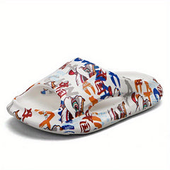Men's Printed Slides Quick Dry Non-Slip Indoor & Outdoor Summer Comfort