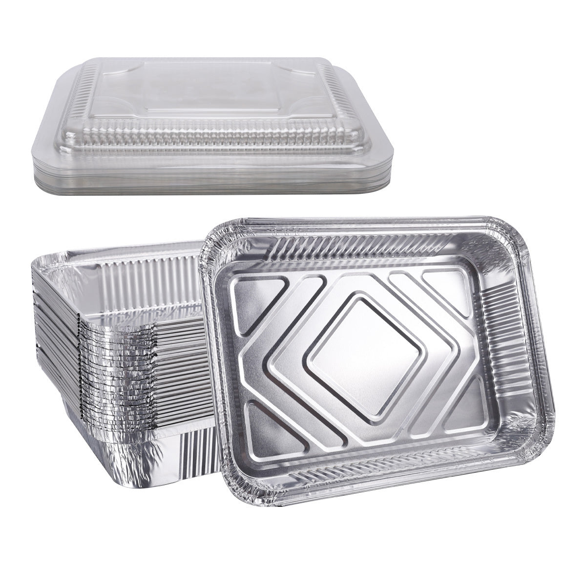 20pcs 23 X 9 Aluminum Pan With Lid Durable Disposable Foil Pans