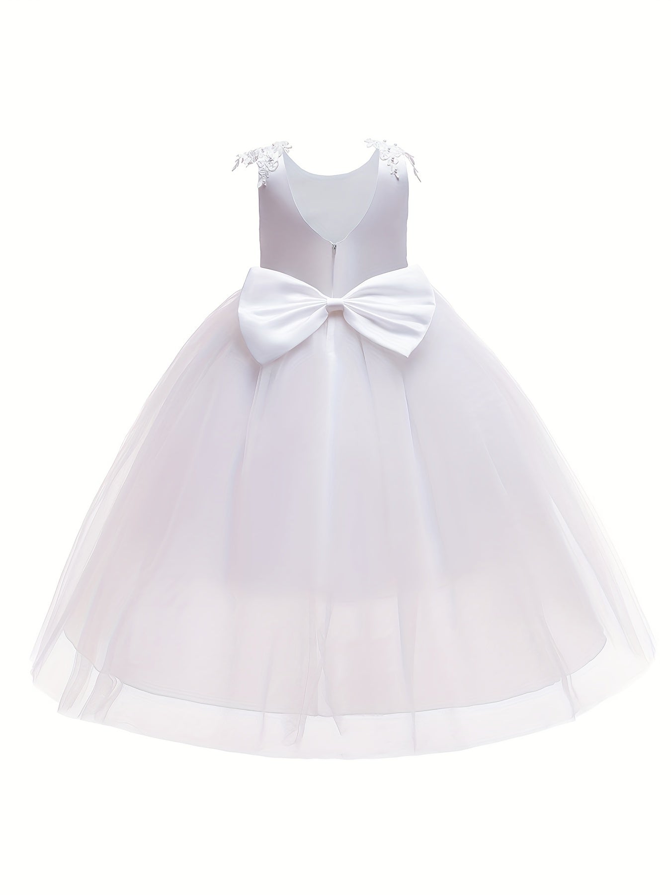 Girls Princess Dress Embroidered Backless Big Bow Flower Girls Wedding Dress