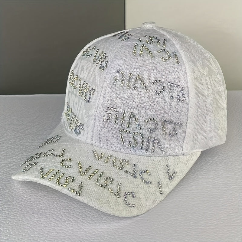 Rhinestone Letter Baseball Cap Sunshade Peaked Cap For Men