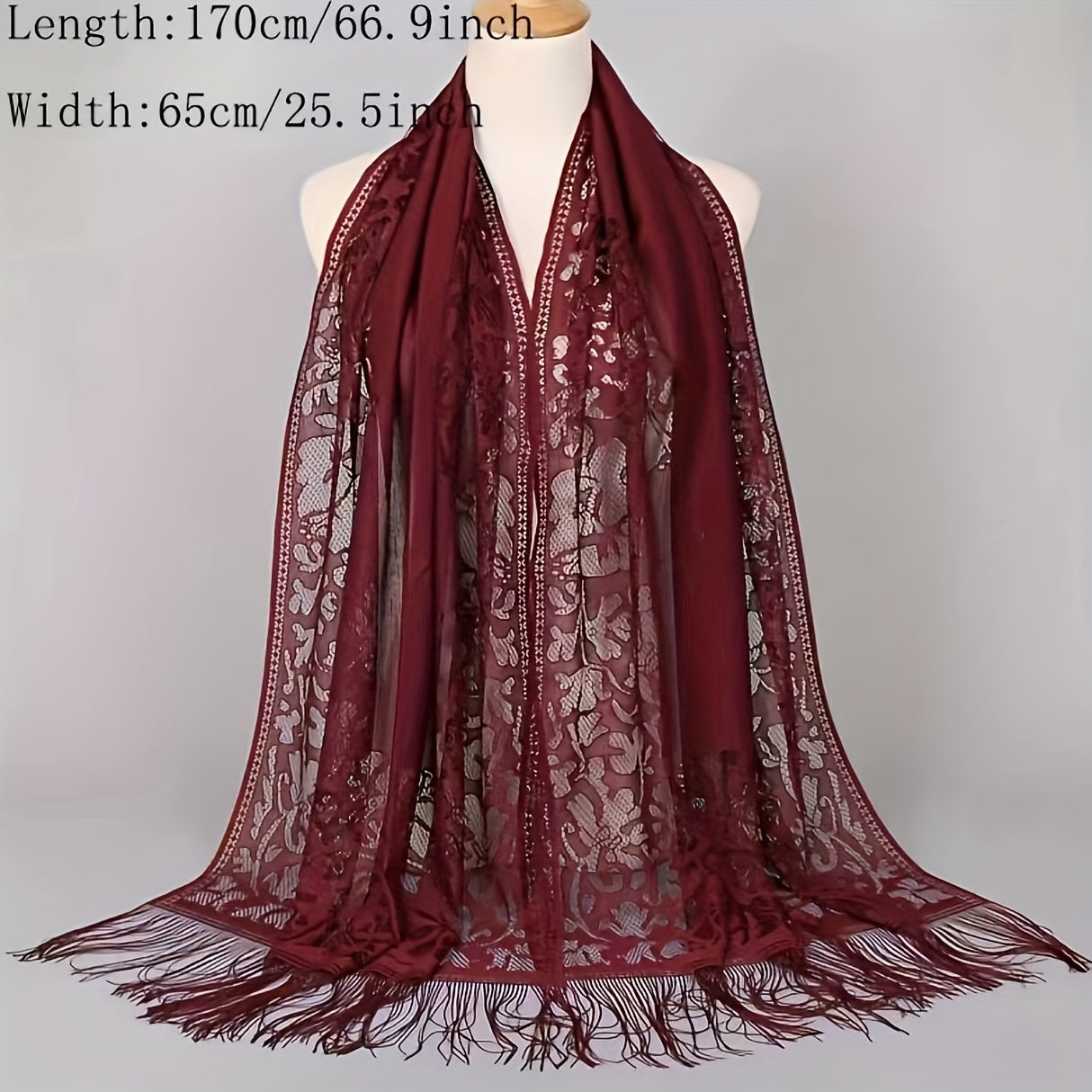 Floral Tassel Scarf Breathable Shawl for Women