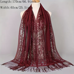 Floral Tassel Scarf Breathable Shawl for Women