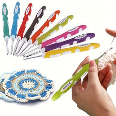 9pcs Wool Felt Knitting Tools Set Non-slip Silicone Handle Crochet Hook Kit
