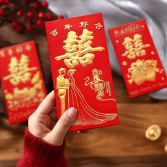 6pcs Hot Stamping Red Envelope Chinese Red Packet Money Bag