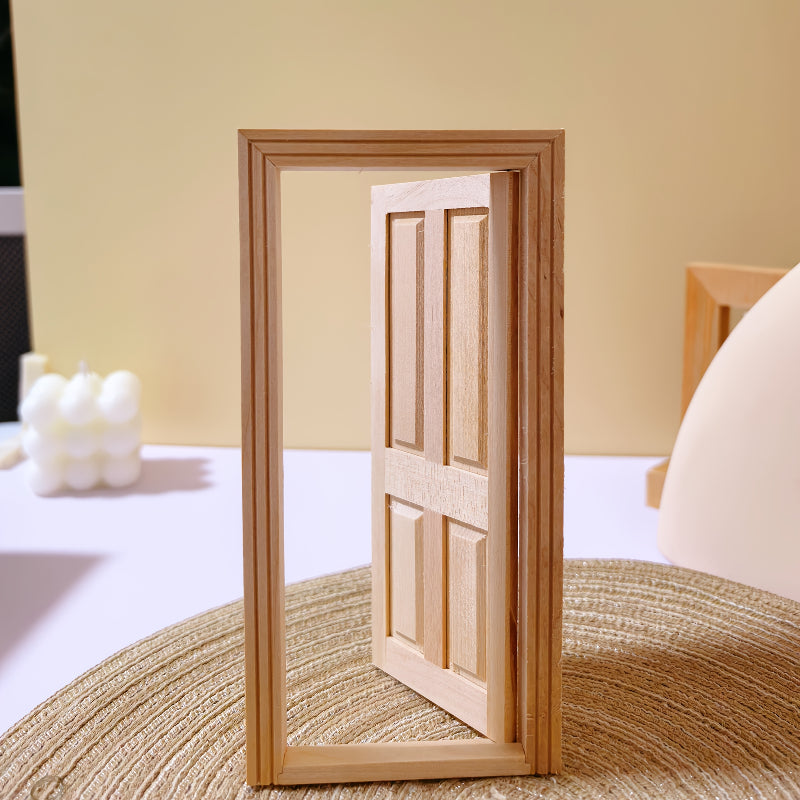 1/12 Doll House Door BJD OB11 Marigo Home Accessories Wooden w/ Golden Handles