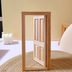 1/12 Doll House Door BJD OB11 Marigo Home Accessories Wooden w/ Golden Handles