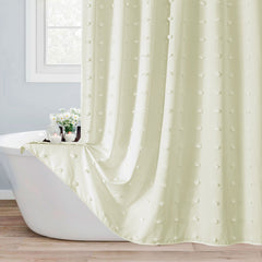 Boho Tufted Pleat Fabric Shower Curtain