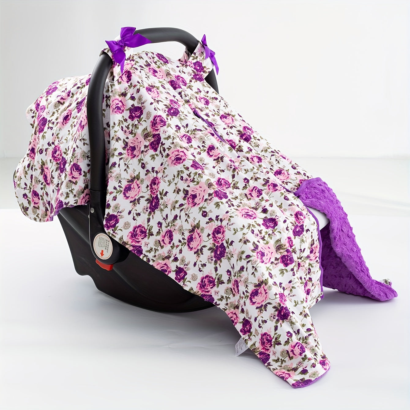 Girls Purple Flower Car Seat Sunshade Cover Canopy