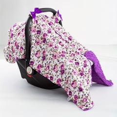 Girls Purple Flower Car Seat Sunshade Cover Canopy