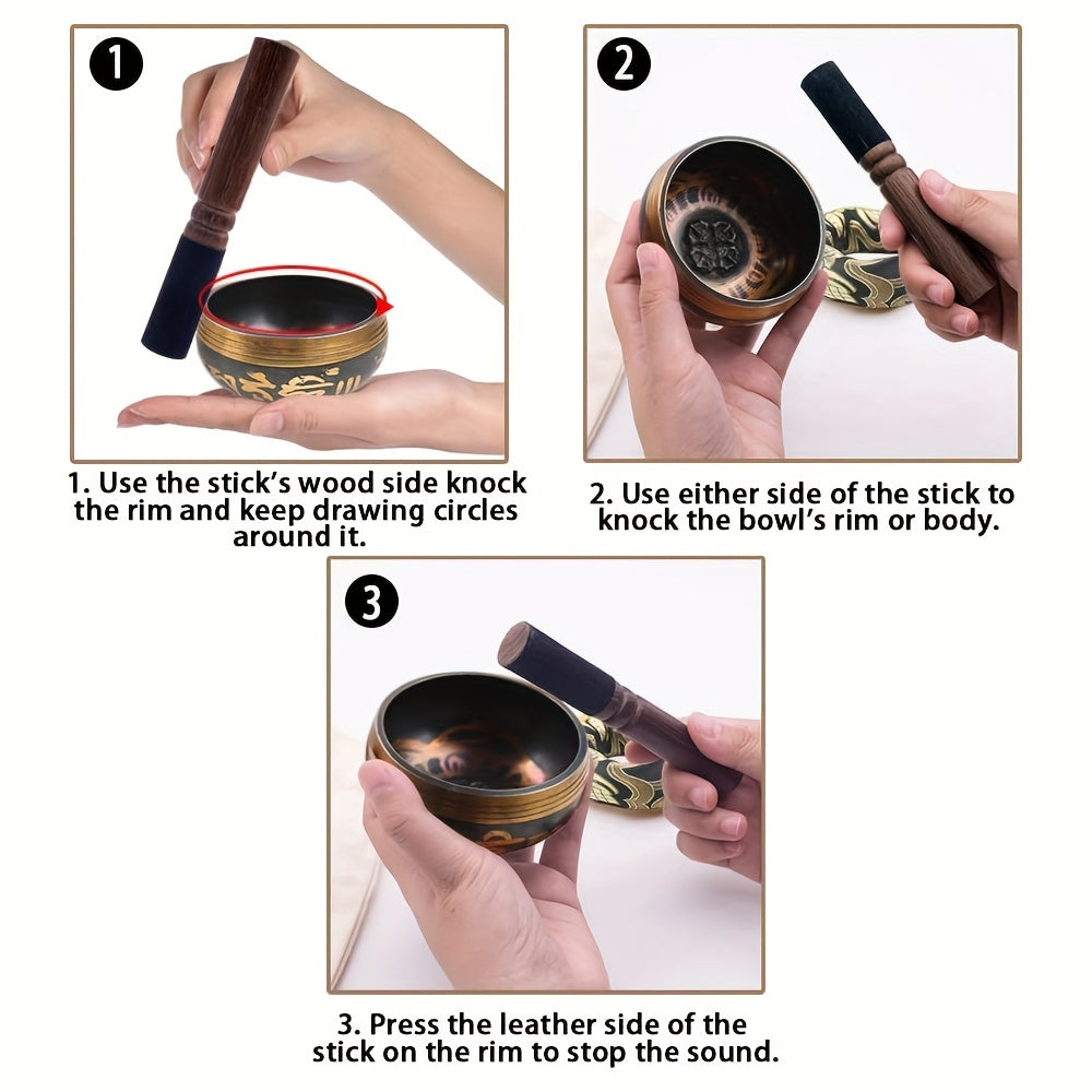 15" Singing Bowl Set Handcrafted in Nepal for Healing and Mindfulness