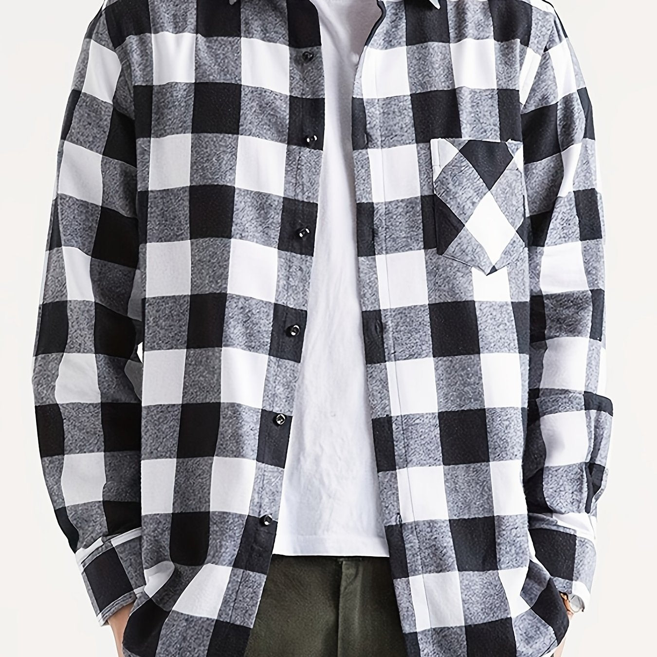 Plaid Print Button Up Shirt Men's Spring Summer