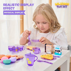 Kids Kitchen Set Food Pastry Serving Toy Afternoon Tea Role Play for Girls
