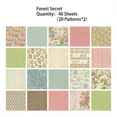 40 Sheets Vintage Lace Scrapbook Paper, Non-Sticky Square Background Paper
