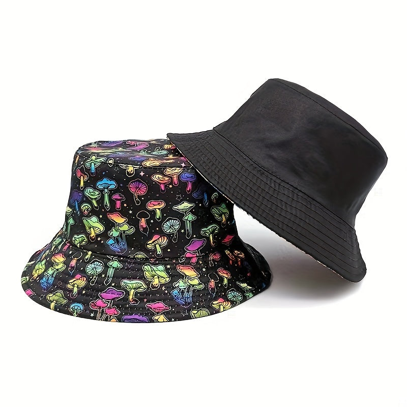 Cartoon Print Reversible Basin Hat for Women Men