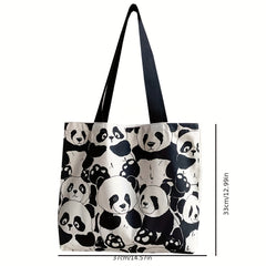Panda Tote Bag with Large Capacity Zippered Storage