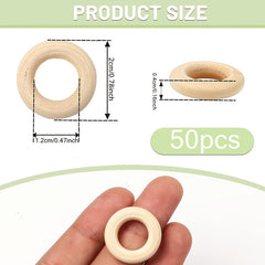 50pcs 20mm Mini Natural Wooden Rings for Macrame Jewelry Making