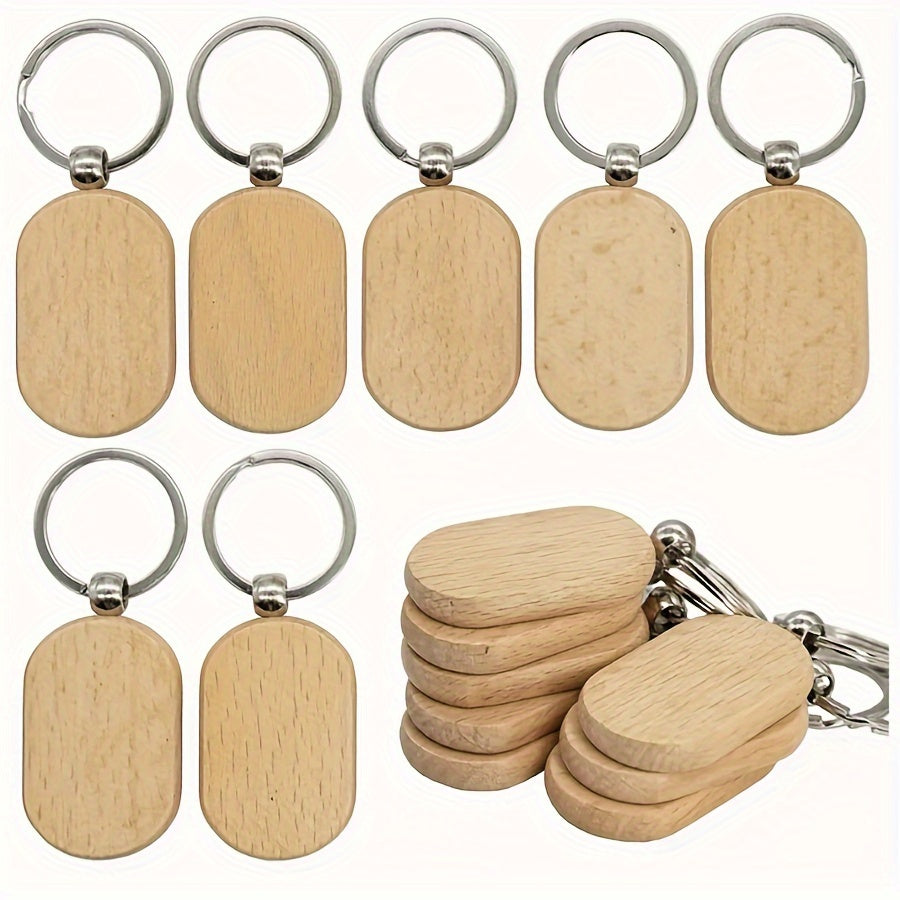 Wooden Tag Keychain Engraving Blank DIY Accessories