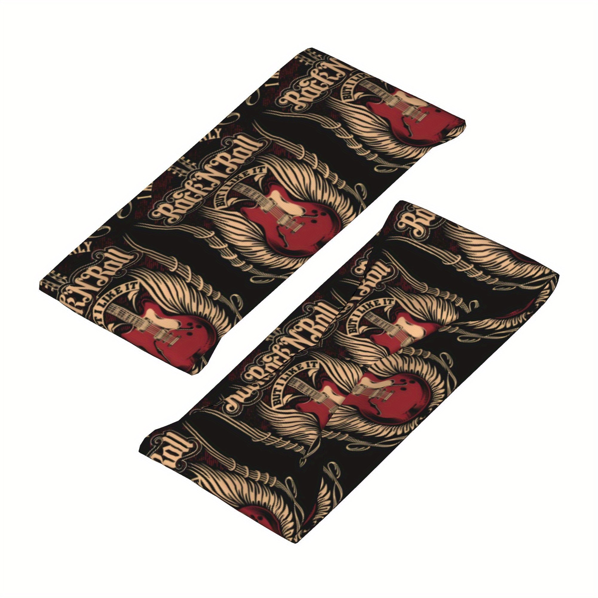 Retro Rock 'n' Roll Graphic Sports Headband Red Vintage Guitar Wings