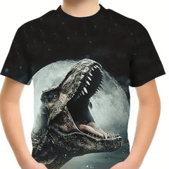 Boy's Moon & Dinosaur T shirt 3D Print Breathable Tee For Summer