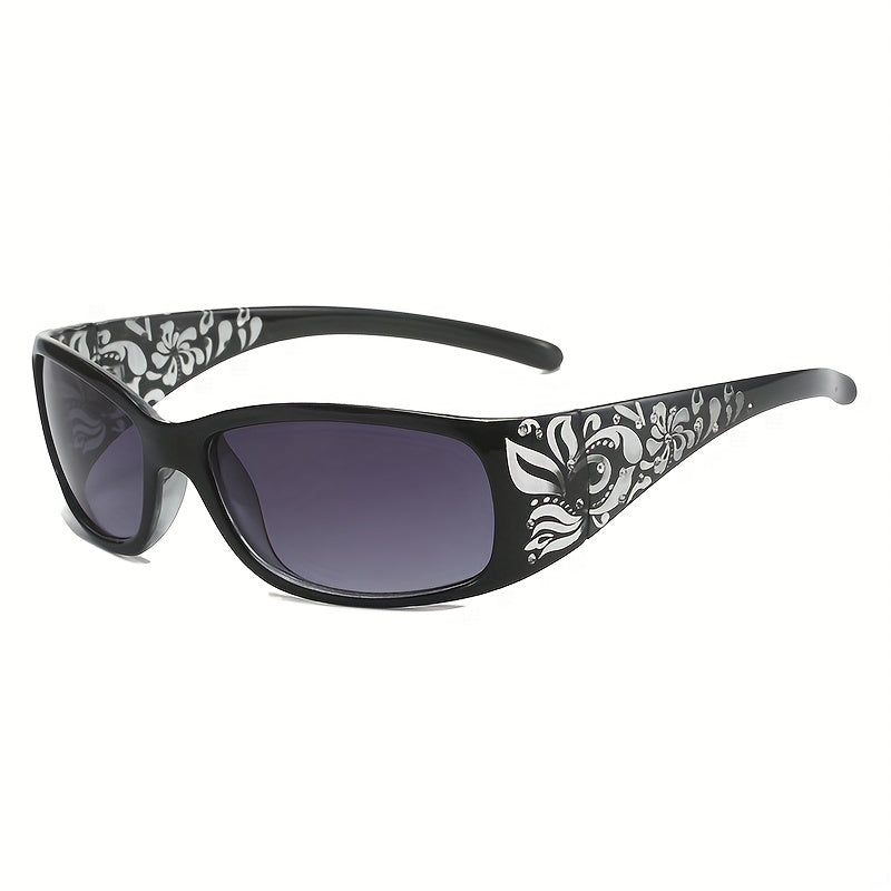 Rhinestone & Flower Pattern Sunglasses UV400